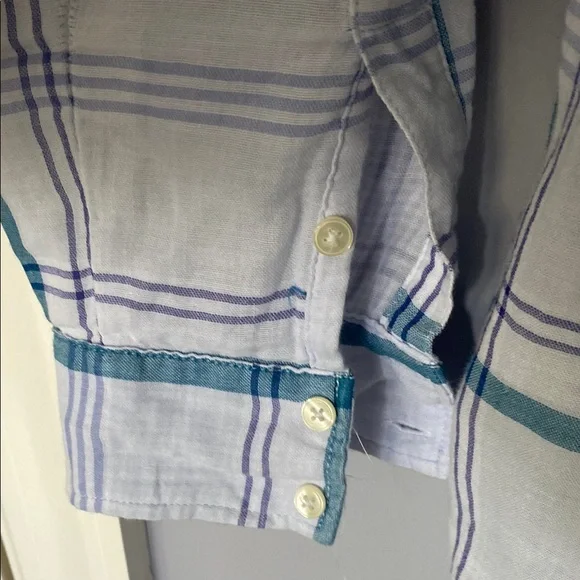 Express Teal and White Plaid Shirt - Picture 6 of 13